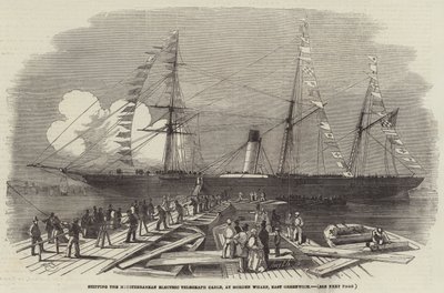 Shipping the Mediterranean Electric Telegraph Cable, at Morden Wharf, East Greenwich by Edwin Weedon